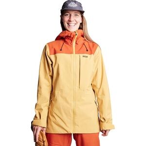 Storia Orange and Yellow Ski Jacket with Weather-Resistant Fabric